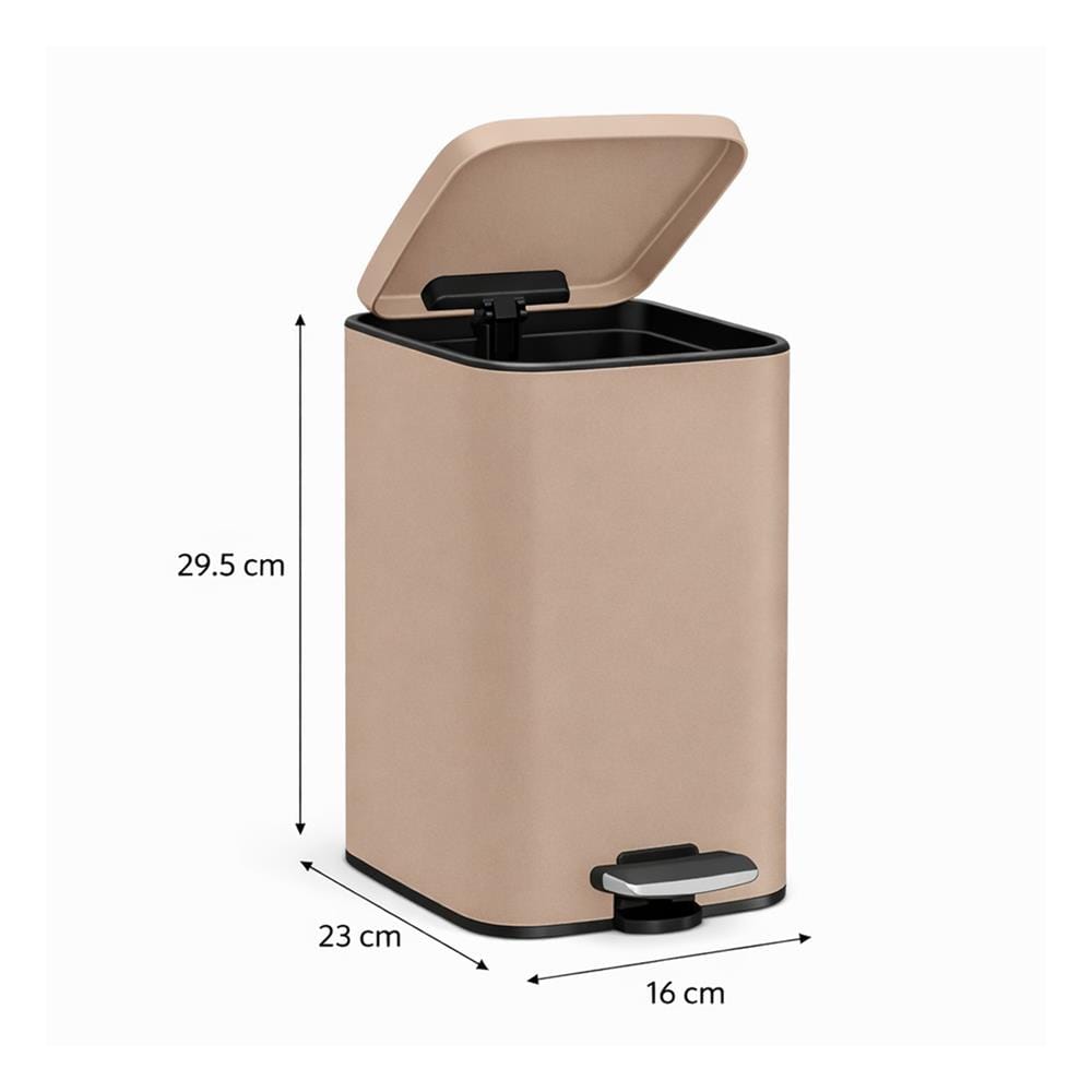ถังขยะเหยียบเหลี่ยม HOMEPRO MINIMAL 5 ลิตร สีน้ำตาล