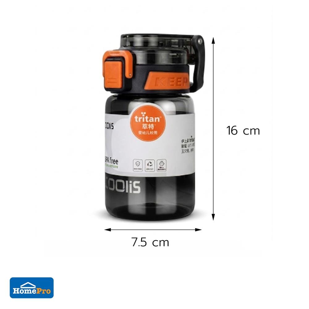 กระบอกน้ำพลาสติก HOMEPRO TRITAN CLEARGO 0.42 ลิตร สีดำ