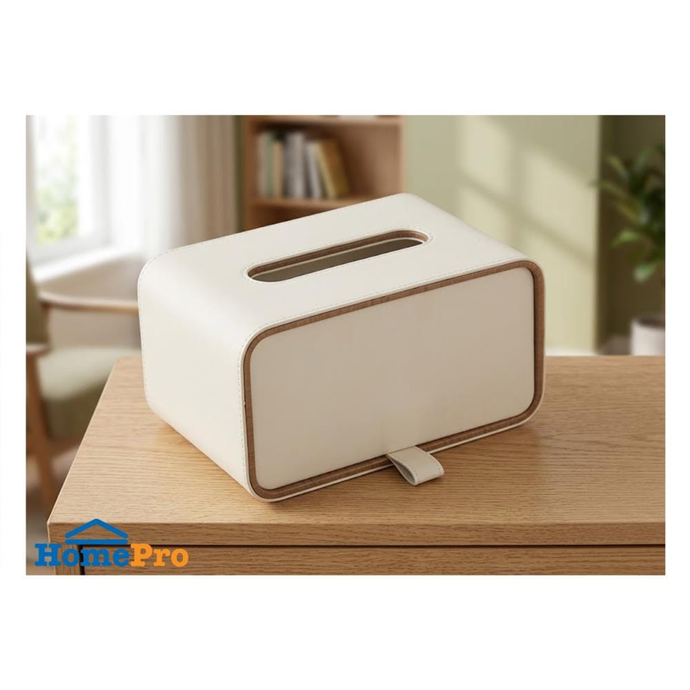 กล่องทิชชู่ PU HOMEPRO COZY SQUARE สีขาว