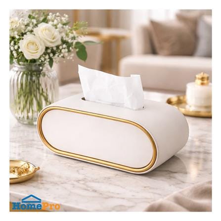 กล่องทิชชู่ PU HOMEPRO COZY OVAL สีขาว_1