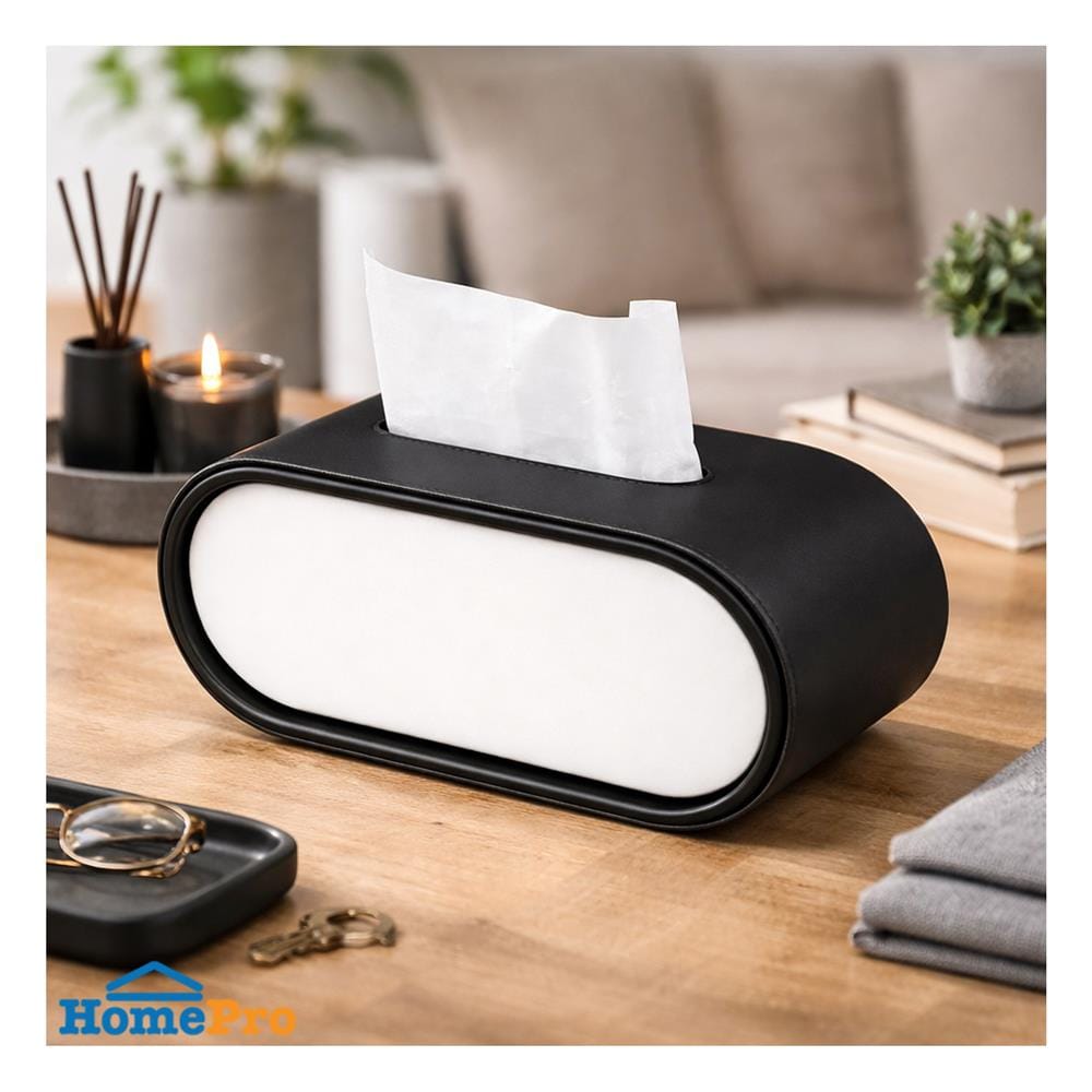กล่องทิชชู่ PU HOMEPRO COZY OVAL สีดำ