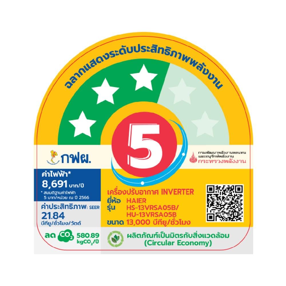 แอร์ผนัง HAIER HSU-13VRSA05BBF 13000 บีทียู อินเวอร์เตอร์
