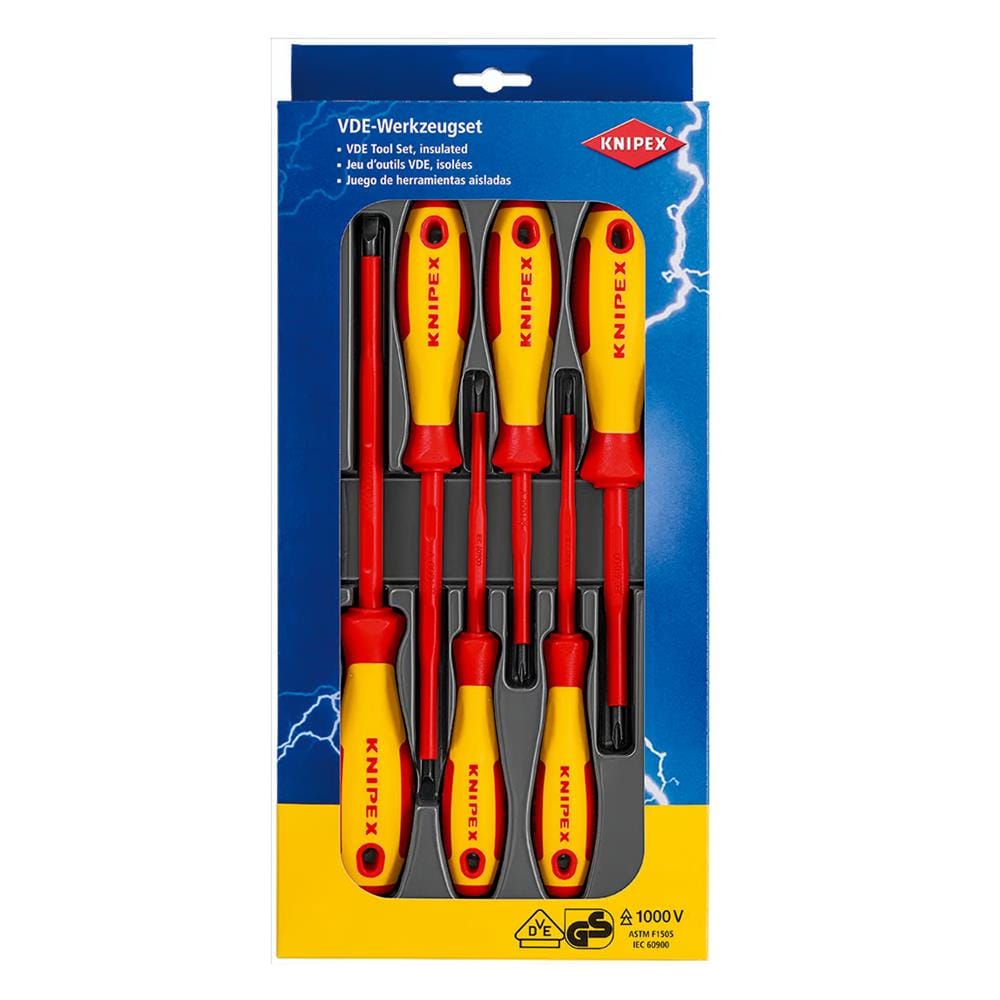 ชุดไขควง VDE ด้ามกันไฟฟ้า KNIPEX 00 20 12 V01 (ชุด 6 ชิ้น)