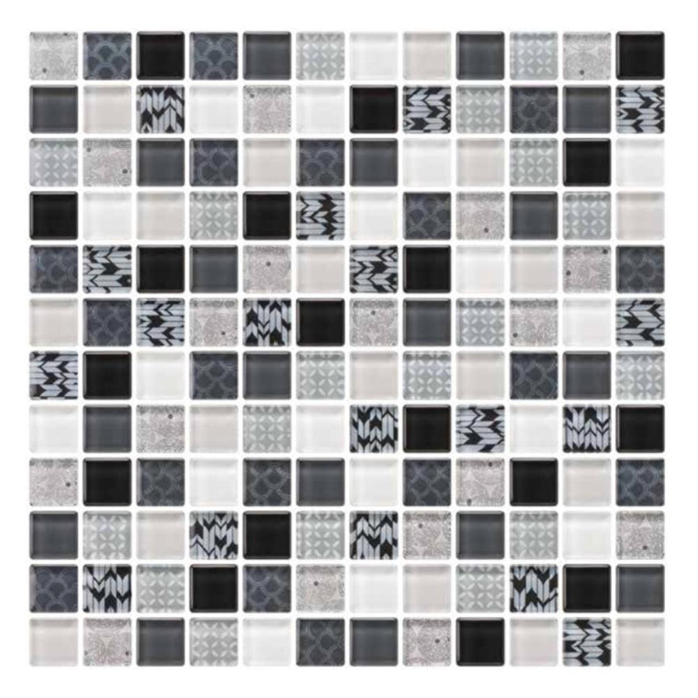 โมเสคแก้ว 30x30 ซม. GLASCERA คัลเลอร์ ป็อป สีขาว ดำ
