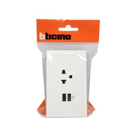 ชุดเต้ารับเดี่ยว 3 ขา พร้อม USB TYPE A + TYPE C BTICINO NEXY SQW4126AC สีขาว_3