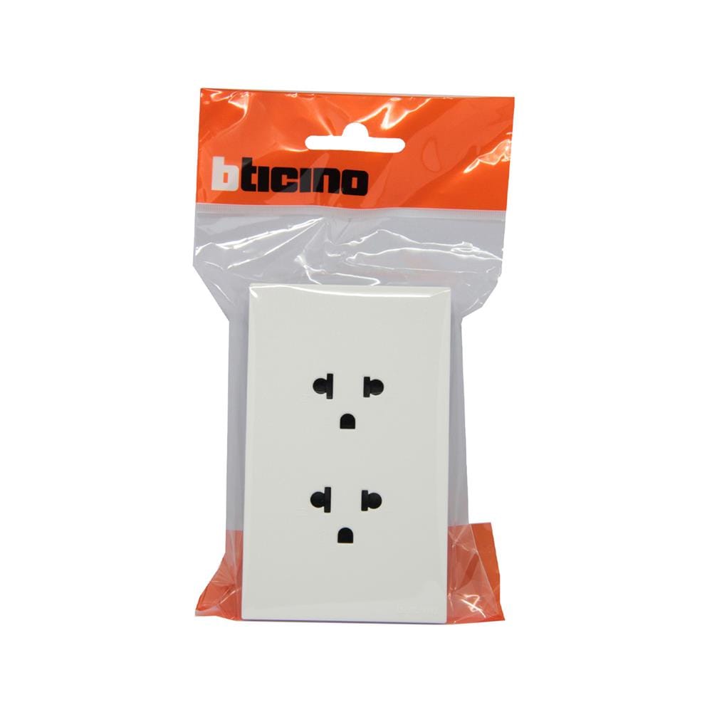 ชุดเต้ารับคู่ 3 ขา BTICINO NEXY SQW4185A สีขาว