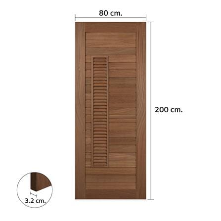 ประตูไม้มะค่า ไม่เจาะลูกบิด VK VK826 โมเดิร์น ช่องเกล็ด ขอบ 5 นิ้ว 80x200 ซม. สีธรรมชาติ_4