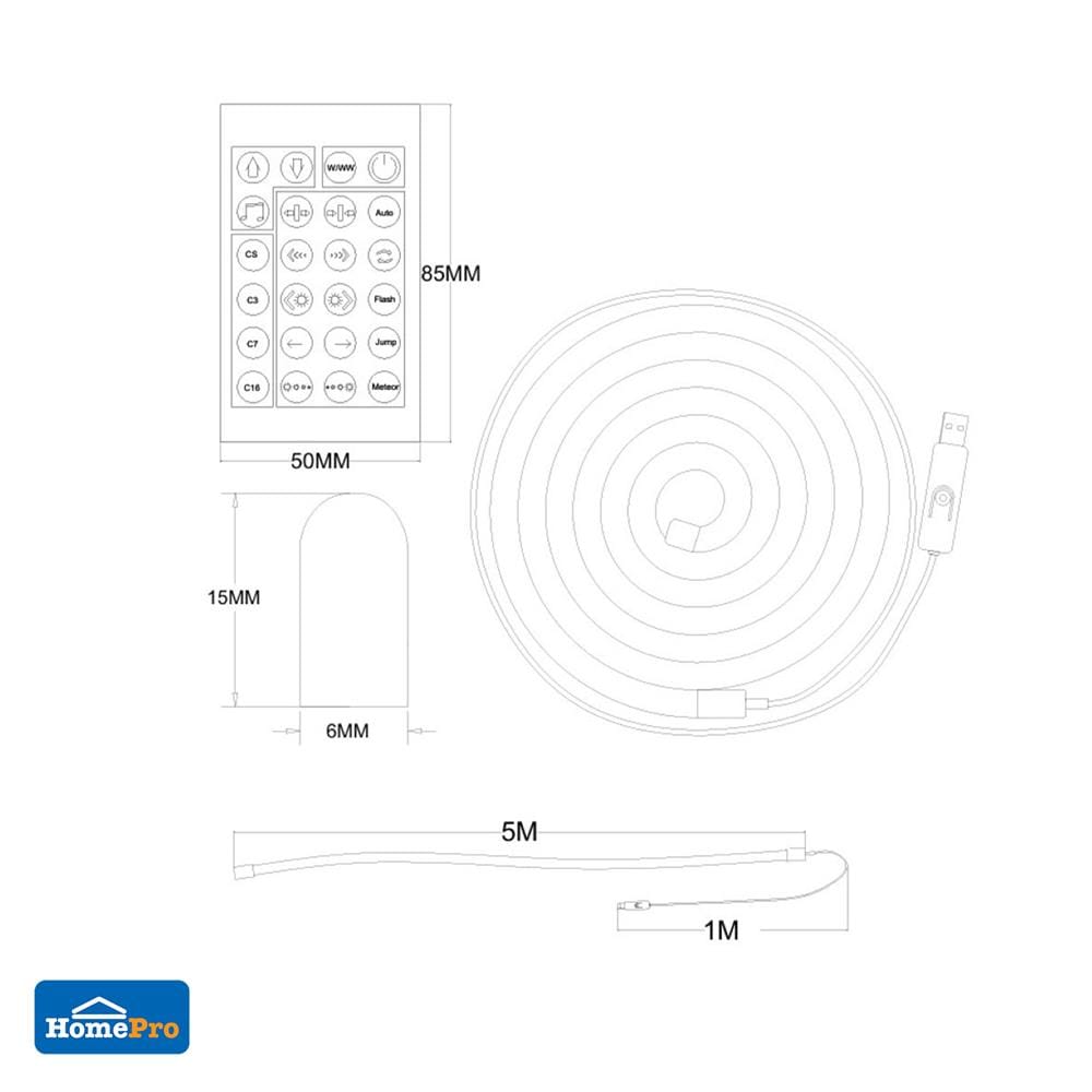ไฟเส้น LED CARINI NEON FLEX 5 วัตต์ 5 เมตร RGB