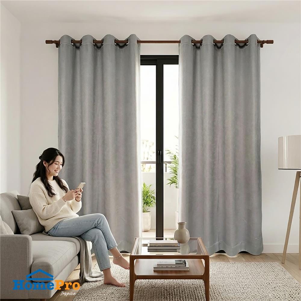 ผ้าม่าน EYELET HOME LIVING STYLE MAVIS UV 310x220 ซม. สีเทา