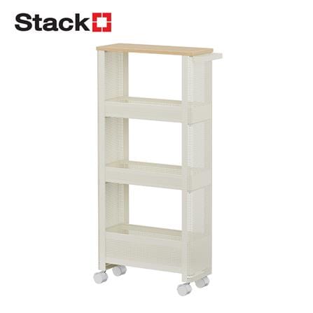 ชั้นวางของแคบ 4 ชั้น มีล้อ STACKO COZI 17.5x44.8x90 ซม. สีขาว_0