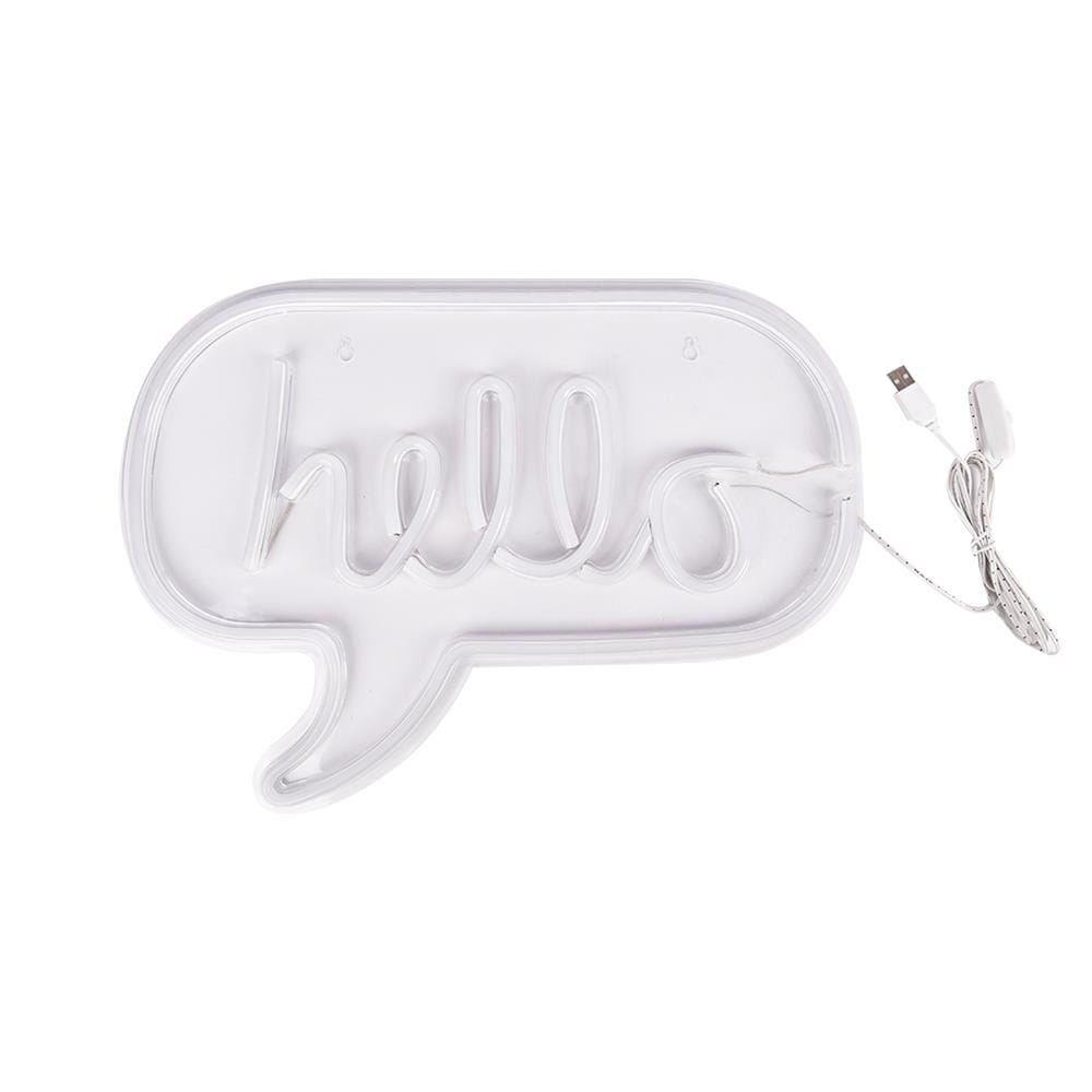 ป้ายไฟ LED CARINI HELLO สีขาว/ชมพู