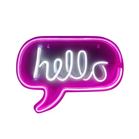 ป้ายไฟ LED CARINI HELLO สีขาว/ชมพู_0