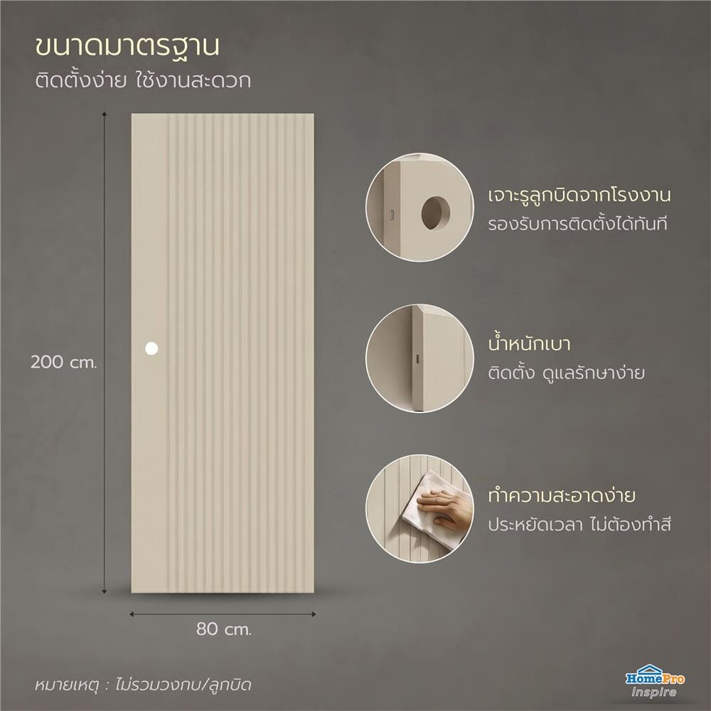 ประตูภายใน WPC AZLE MD9 80x200 ซม. สี Pearl White