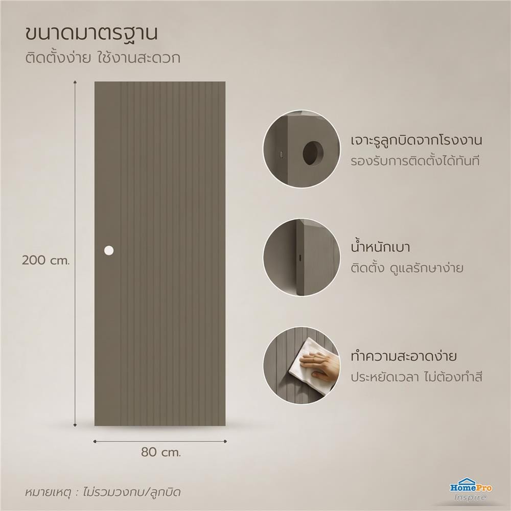 ประตูภายใน WPC AZLE MD9 80x200 ซม. สี URBAN GREY