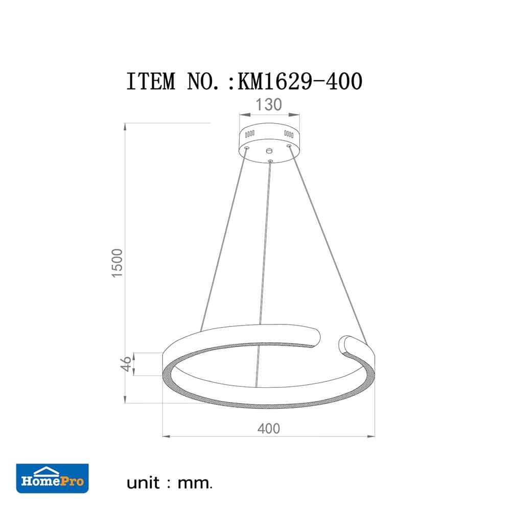 ไฟช่อ LED CARINI KM1629-400mm 20 วัตต์ DAYLIGHT/COOL WHITE/WARM WHITE สีขาว/โรสโกลด์ 1 หัว