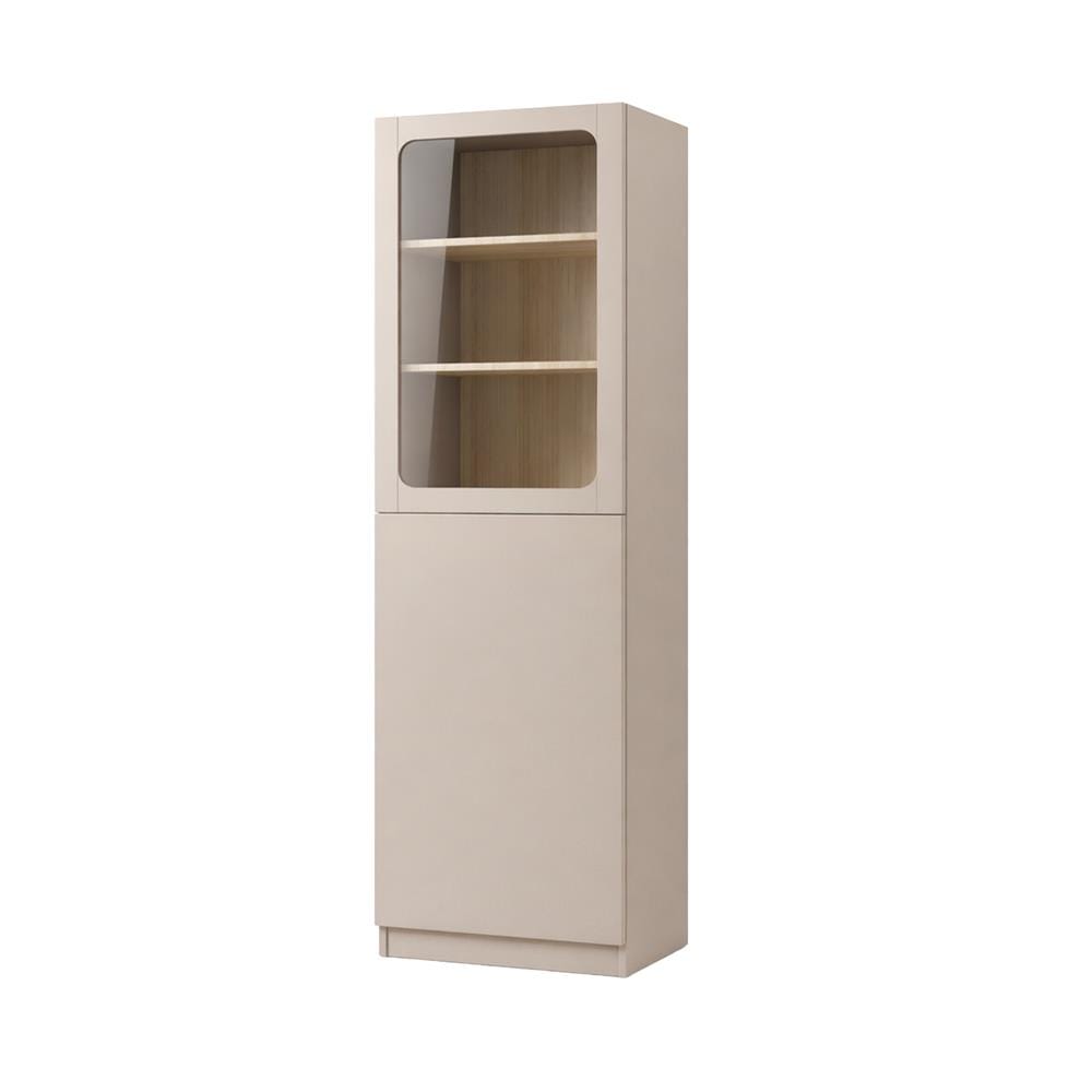 ตู้โชว์ 2 บานเปิด FURDINI KEEPER+ 60 ซม. สี LIGHT OAK/SOFT BEIGE/กระจกใส