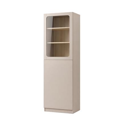 ตู้โชว์ 2 บานเปิด FURDINI KEEPER+ 60 ซม. สี LIGHT OAK/SOFT BEIGE/กระจกใส_0
