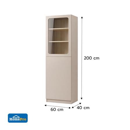 ตู้โชว์ 2 บานเปิด FURDINI KEEPER+ 60 ซม. สี LIGHT OAK/SOFT BEIGE/กระจกใส_9
