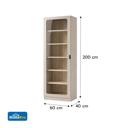 ตู้โชว์ FURDINI KEEPER+ 60 ซม. สี LIGHT OAK/SOFT BEIGE/กระจกใส_7