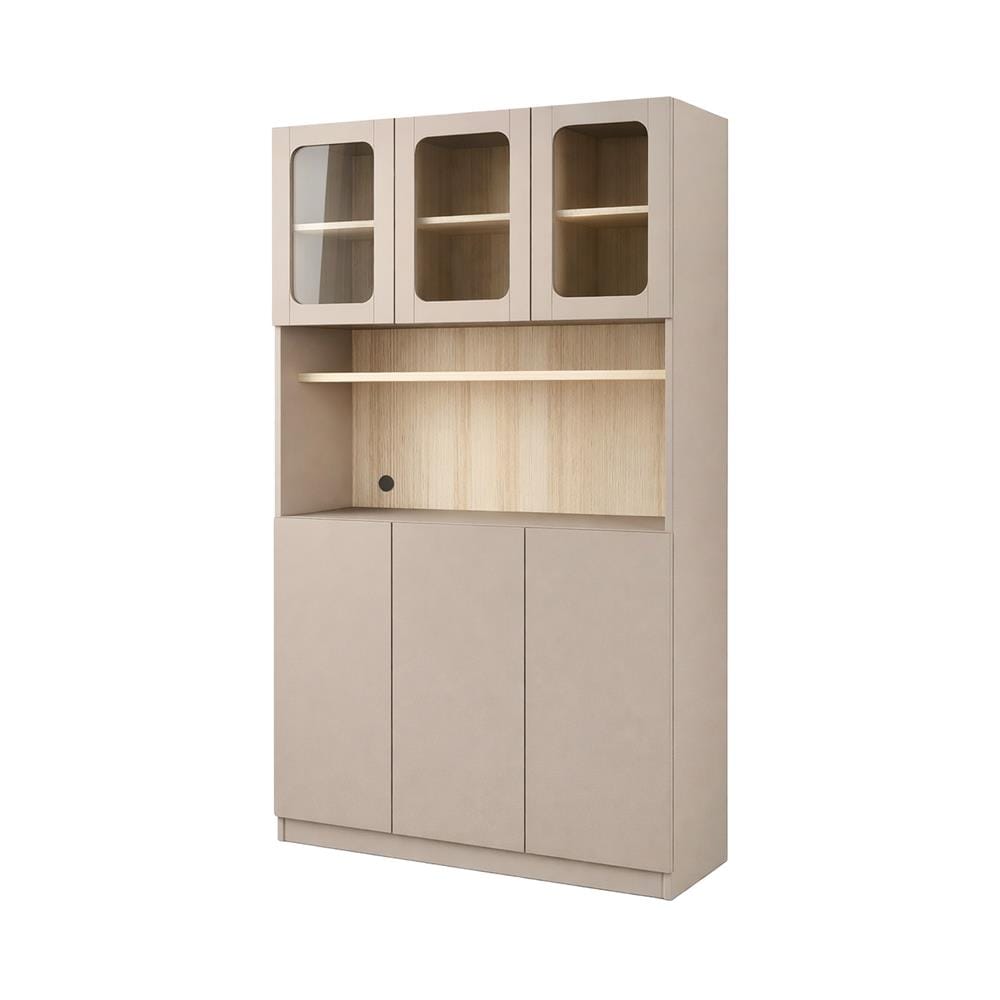 ตู้สูง FURDINI KEEPER+ 120 ซม. สี LIGHT OAK/SOFT BEIGE/กระจกใส