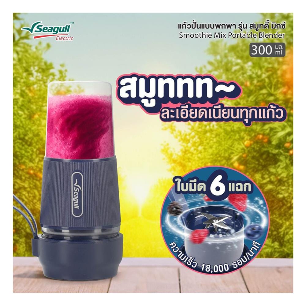 เครื่องปั่นน้ำผลไม้พกพา SEAGULL SPB-002-GY 0.3 ลิตร สีเทา