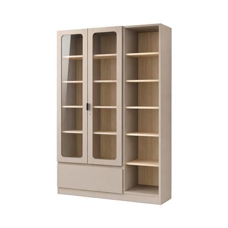 ตู้โชว์ 2 บานเปิด FURDINI KEEPER+ 120 ซม. สี LIGHT OAK/SOFT BEIGE/กระจกใส_0