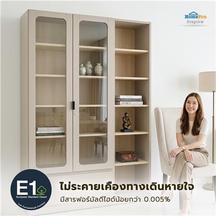 ตู้โชว์ 2 บานเปิด FURDINI KEEPER+ 120 ซม. สี LIGHT OAK/SOFT BEIGE/กระจกใส_4