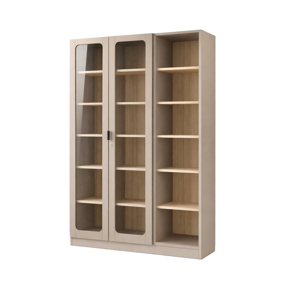 ตู้โชว์ 2 บานเปิด FURDINI KEEPER+ 120 ซม. สี LIGHT OAK/SOFT BEIGE/กระจกใส
