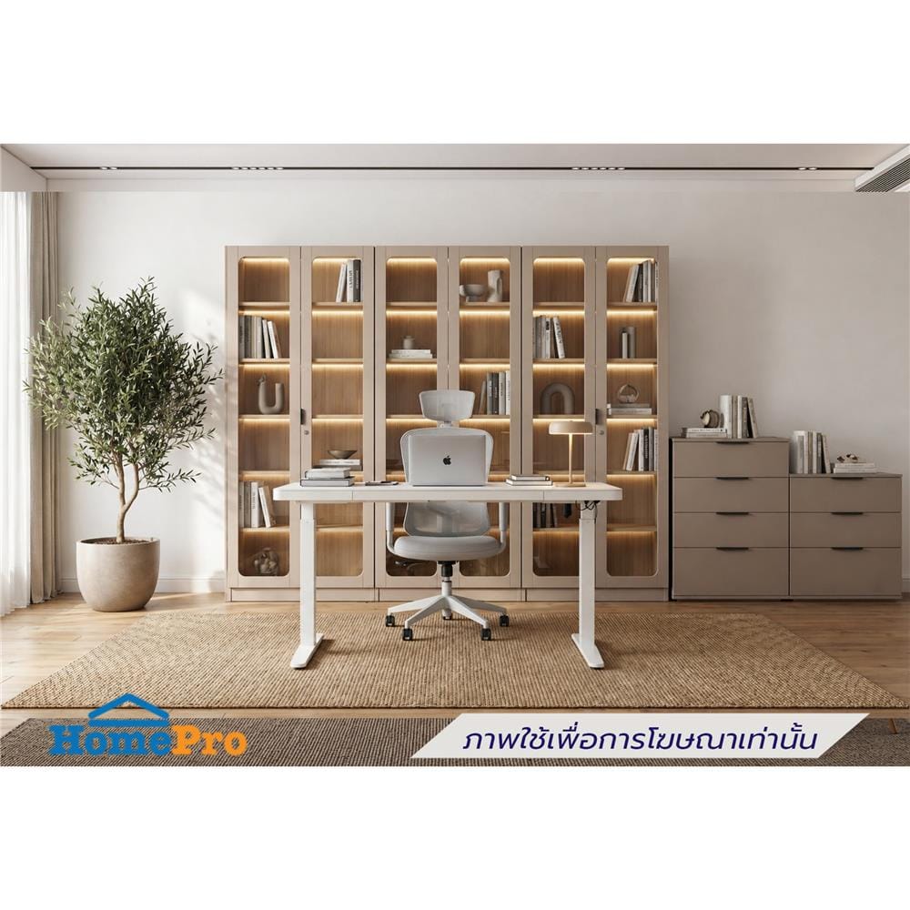 ตู้โชว์ 2 บานเปิด FURDINI KEEPER+ 80 ซม. สี LIGHT OAK/SOFT BEIGE/กระจกใส