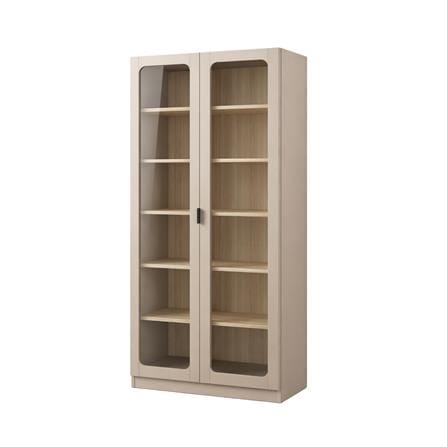 ตู้โชว์ 2 บานเปิด FURDINI KEEPER+ 80 ซม. สี LIGHT OAK/SOFT BEIGE/กระจกใส_0