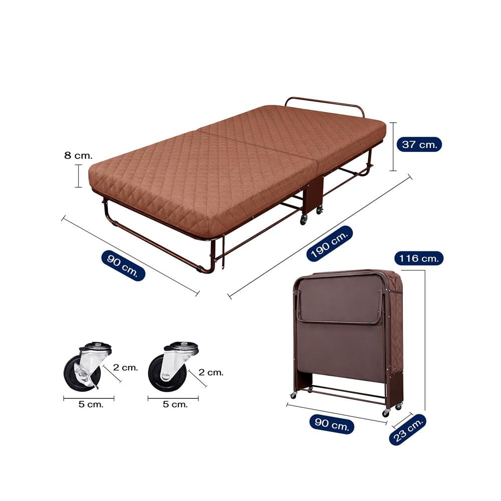 เตียงพับพร้อม TOPPER THAIBULL OLT237-90SM1 สี BROWN