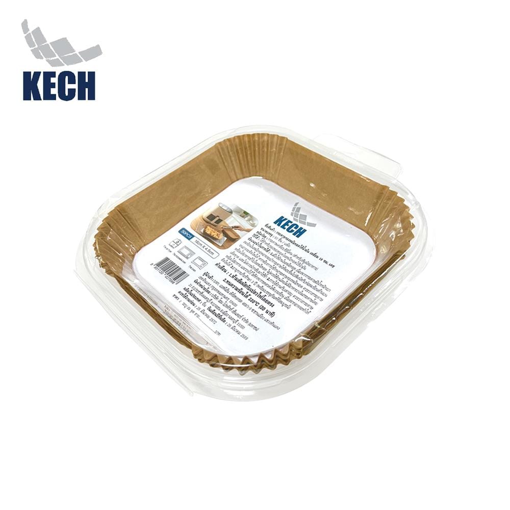 กระดาษรองหม้อทอดเคลือบซิลิโคนเหลี่ยม 16 ซม. KECH แพ็ก 50 ใบ