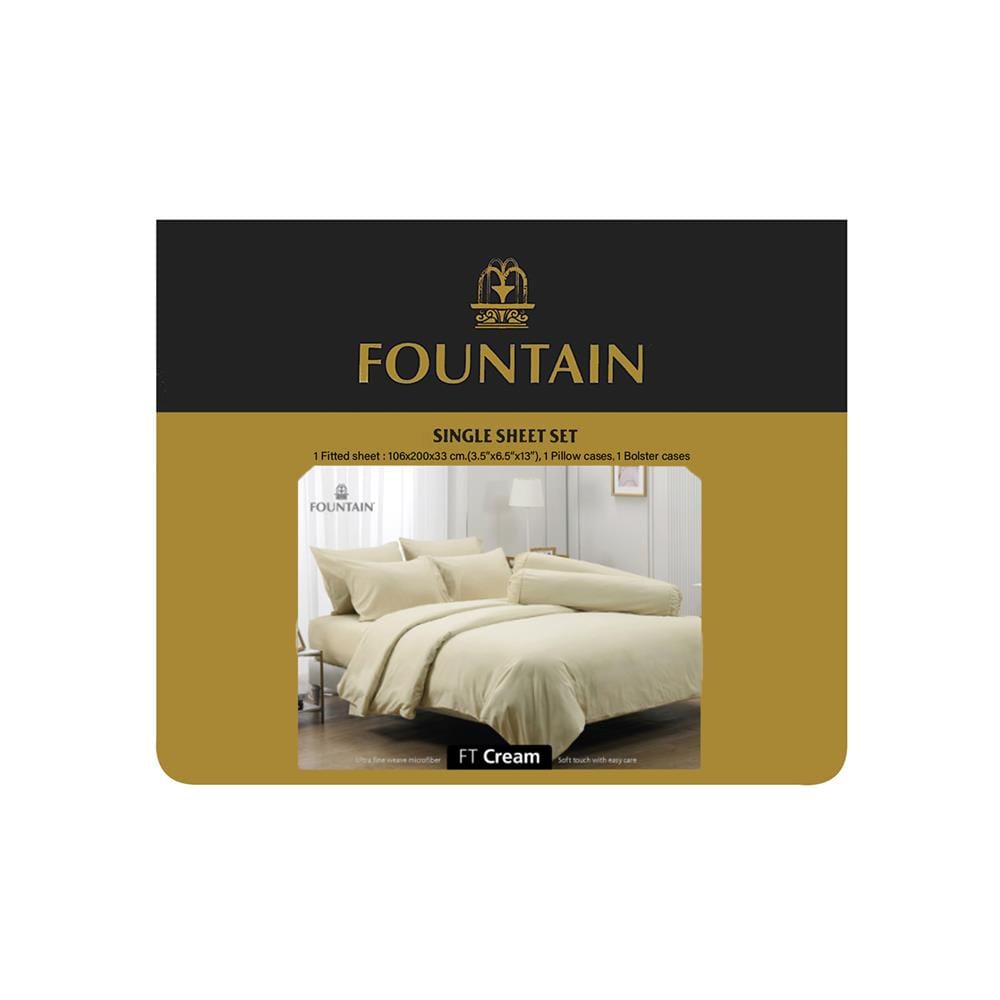 ชุดผ้าปูที่นอน 3.5 ฟุต (ชุด 3 ชิ้น) FOUNTAIN COLOR 70103-FT CREAM