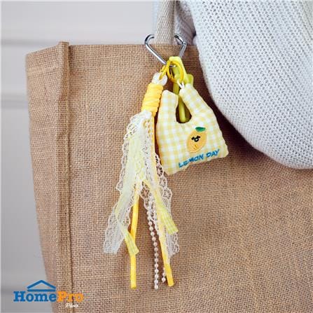 พวงกุญแจถุงผ้าช้อปปิ้ง PUFFY BAG HOMEPRO สีเหลือง_3