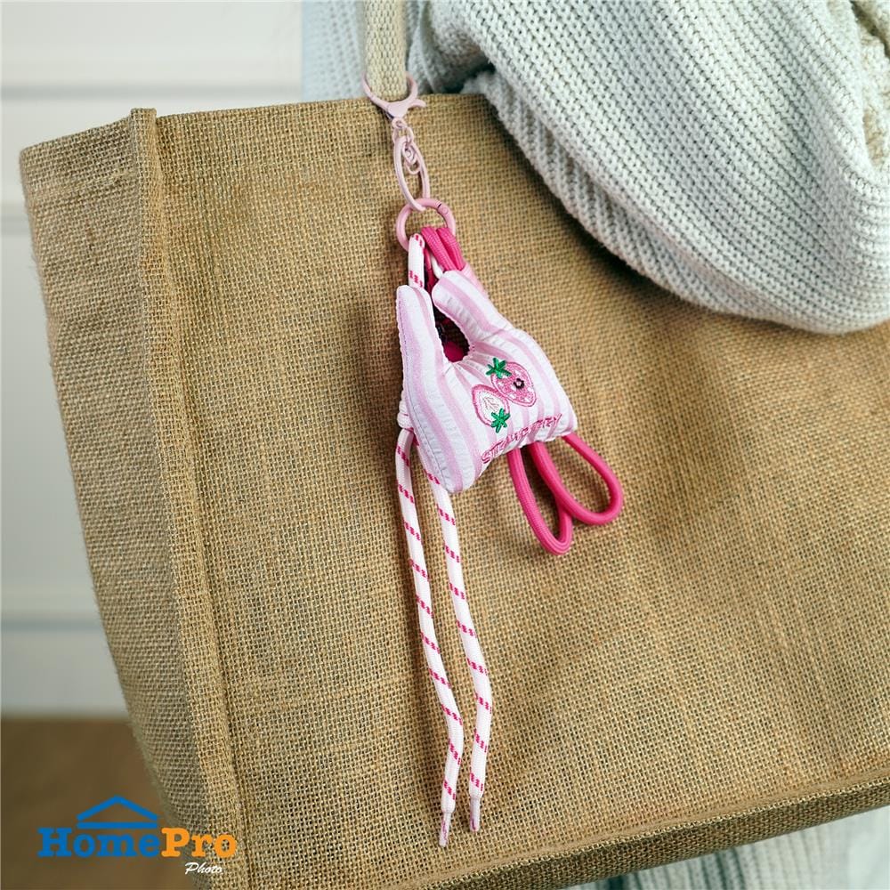 พวงกุญแจถุงผ้าช้อปปิ้ง PUFFY BAG HOMEPRO สีชมพู
