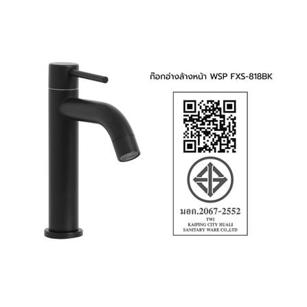 ก๊อกอ่างล้างหน้าเดี่ยว WSP FXS-818BK สีดำ_7