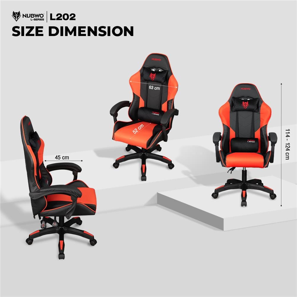 เก้าอี้เกมมิ่ง NUBWO L202 สีดำ/แดง