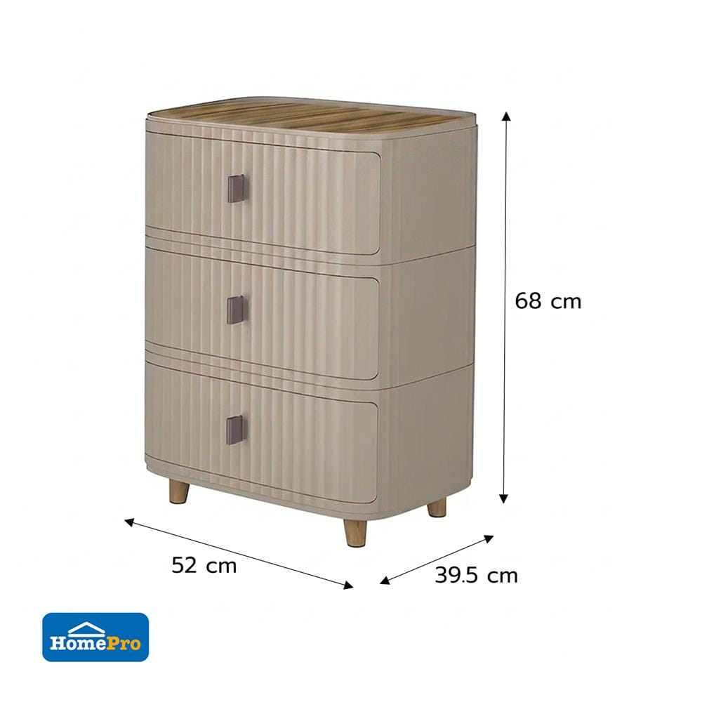 ตู้ลิ้นชัก 3 ชั้น STACKO TOMO 52x39.5x68 ซม. สีน้ำตาล