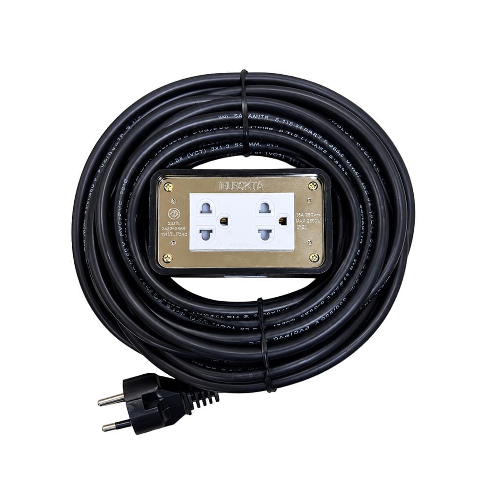 บล็อคยาง 2x4 พร้อมสาย VCT 3x1.5 2 ช่อง ELECKTA 10 เมตร