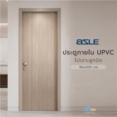 ประตูภายใน UPVC ไม่เจาะลูกบิด AZLE WB1 80x200 ซม. สีเทาอ่อน_2