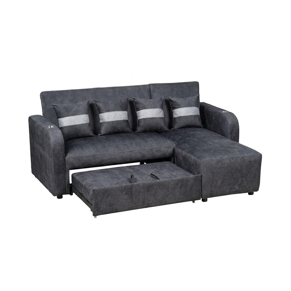 โซฟาเข้ามุมขวา AS FURNITURE HAZEL สีเทาเข้ม