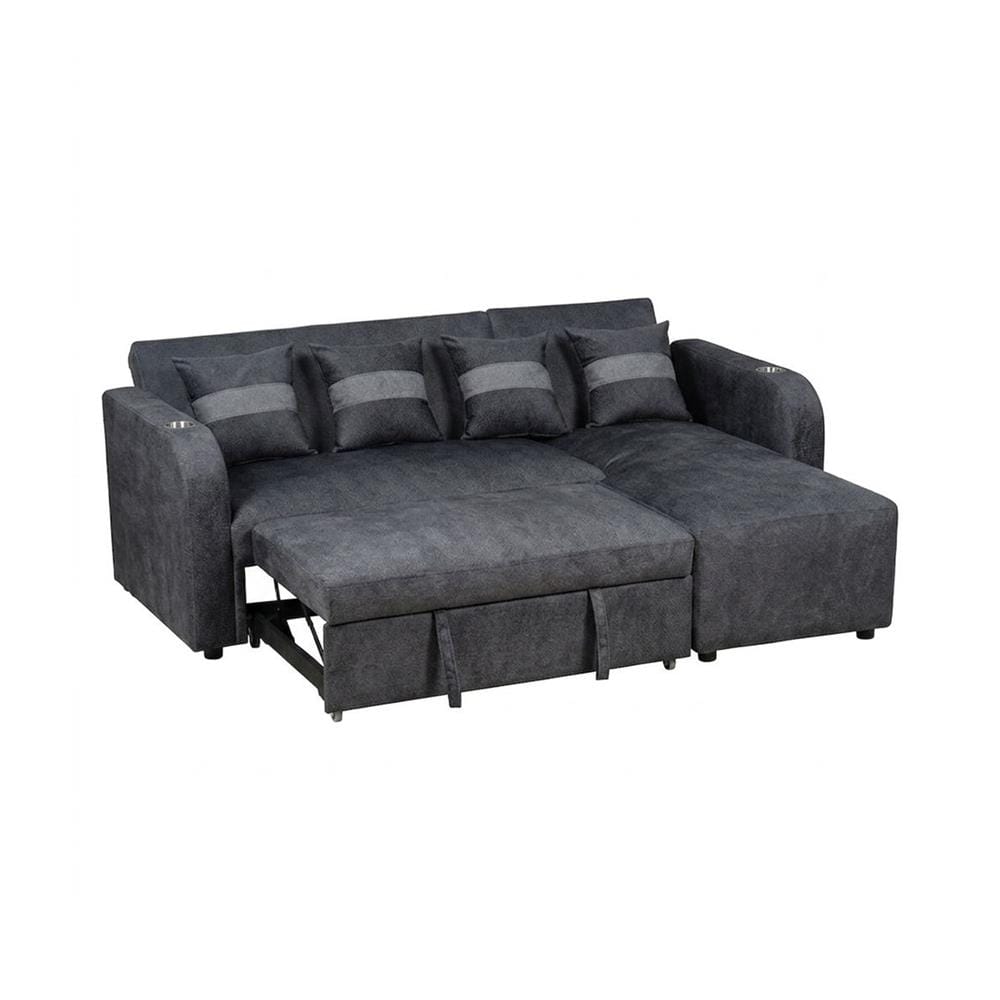 โซฟาเข้ามุมขวา AS FURNITURE HAZEL สีเทาเข้ม