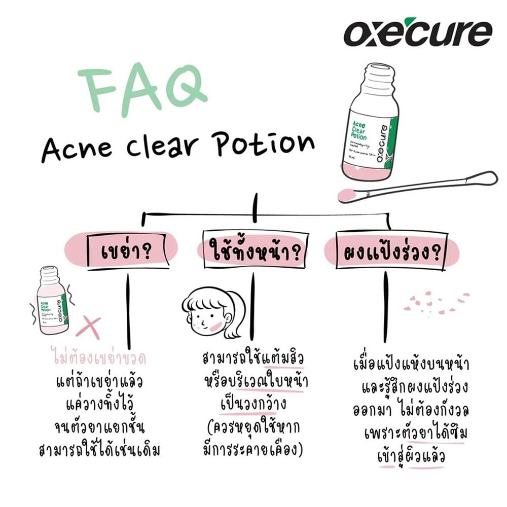 โพชั่น แป้งน้ำชมพูลดสิว OXECURE ACNE CLEAR POTION (10OX00096) 15 มล.