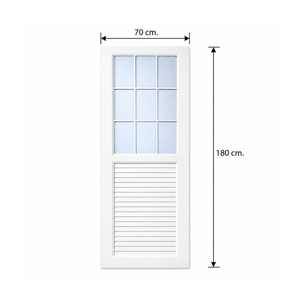 ชุดประตูห้องน้ำพร้อมวงกบ UPVC ไม่เจาะลูกบิด ASARA G932 ลาย 9 ช่อง 70x180 ซม. สีขาว