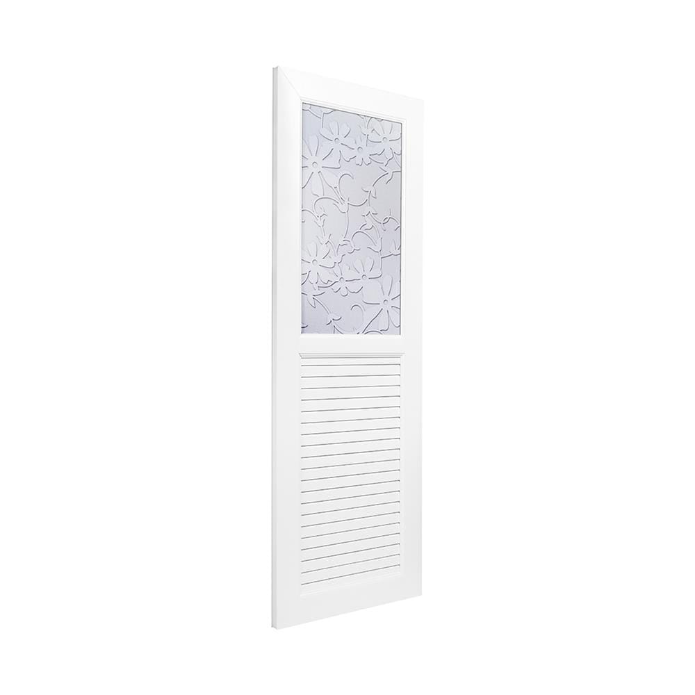 ชุดประตูห้องน้ำพร้อมวงกบ UPVC ไม่เจาะลูกบิด ASARA G931 ลายดอกไม้ขาว 70x180 ซม. สีขาว