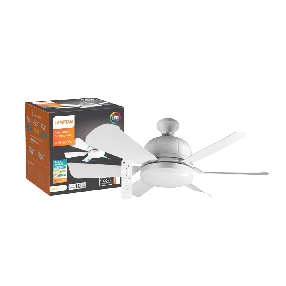 พัดลมโคมไฟ LED LAMPTAN AIRGLOW 18 นิ้ว 25 วัตต์ DAYLIGHT/COOL WHITE/WARM WHITE สีขาว