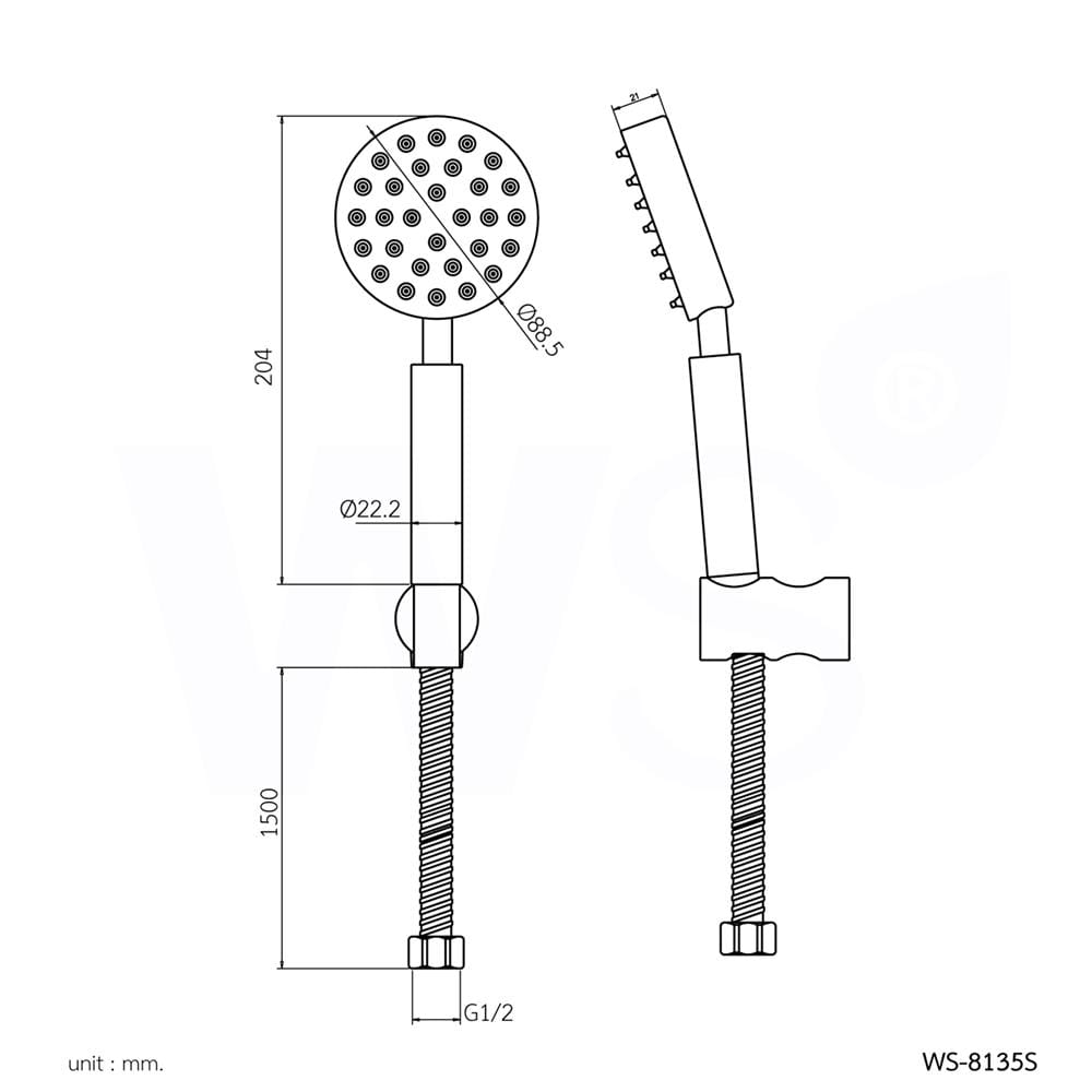 ชุดฝักบัวสายอ่อน 1 ระดับ WS WS-8135S