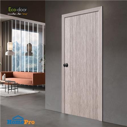 ประตูภายใน UPVC เจาะลูกบิด ECO-DOOR UX-GRAY 80x200 ซม. สีเทาอ่อน_1