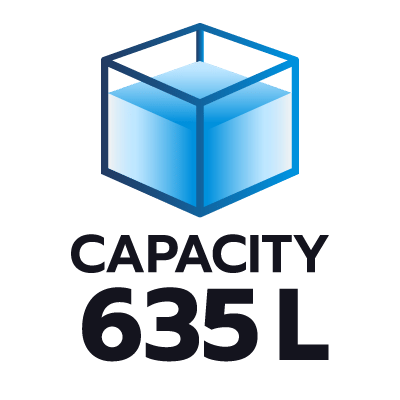 ปริมาตรความจุ 635 ลิตร