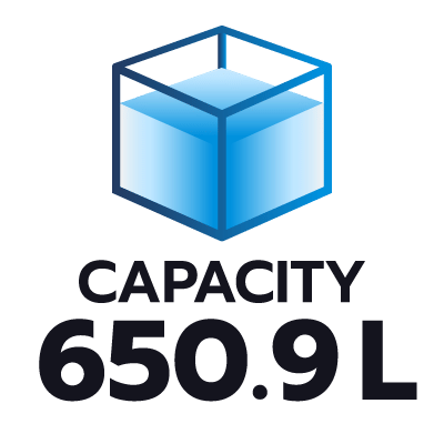 ปริมาตรความจุ 650.9 ลิตร